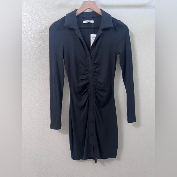 NWT Abercrombie Ruched Knit Shirt Dress | Size XS - Picture 4 of 7